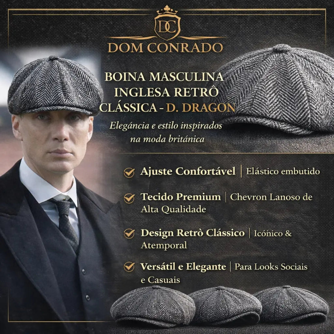 Boina Masculina Inglesa Retrô Clássica – D. Dragon | Dom Conrado