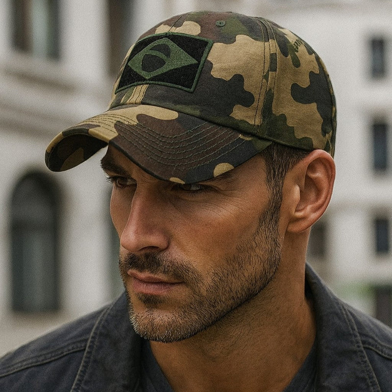 Bone Masculino Militar Bandeira do Brasil - FAB Dom Conrado-Camuflado