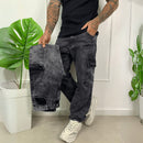 Calça Cargo Jeans Masculina Preta Estonada Skatista - Hawk | Dom Conrado