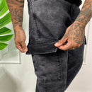 Calça Cargo Jeans Masculina Preta Estonada Skatista - Hawk | Dom Conrado