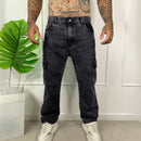 Calça Cargo Jeans Masculina Preta Estonada Skatista - Hawk | Dom Conrado