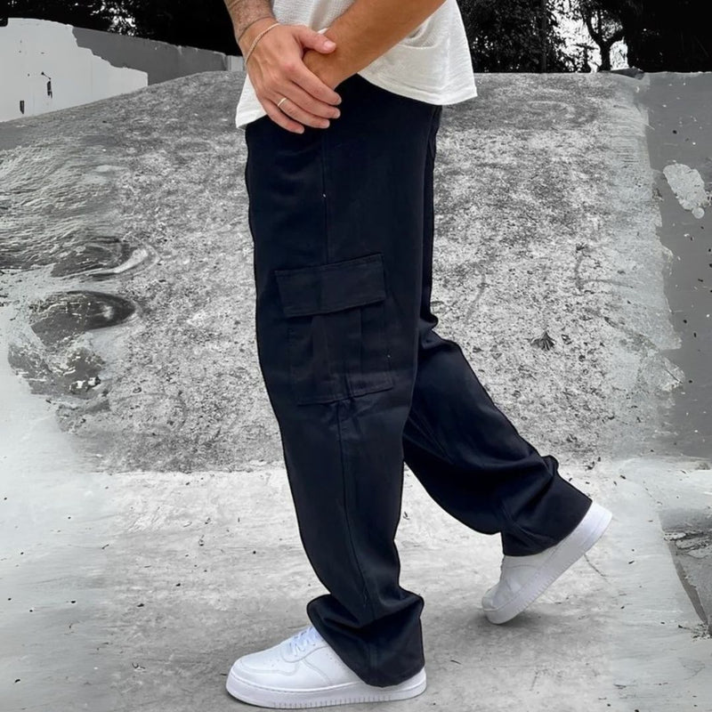 Calça Cargo Masculina Denim e Sarja com Bolsos Preta - Baruel | Dom Conrado