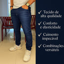 Calça Masculina Jeans Slim Azul Bigode com Lycra Elastano Premium - Optmius | Dom Conrado
