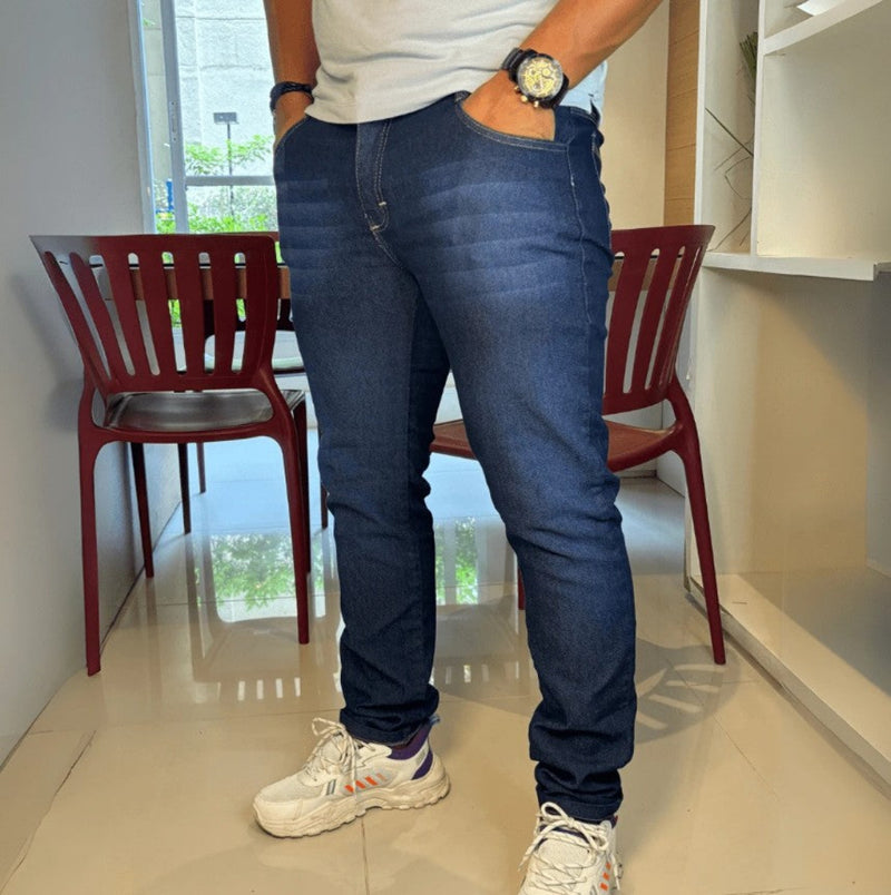 Calça Masculina Jeans Slim Azul Bigode com Lycra Elastano Premium - Optmius | Dom Conrado