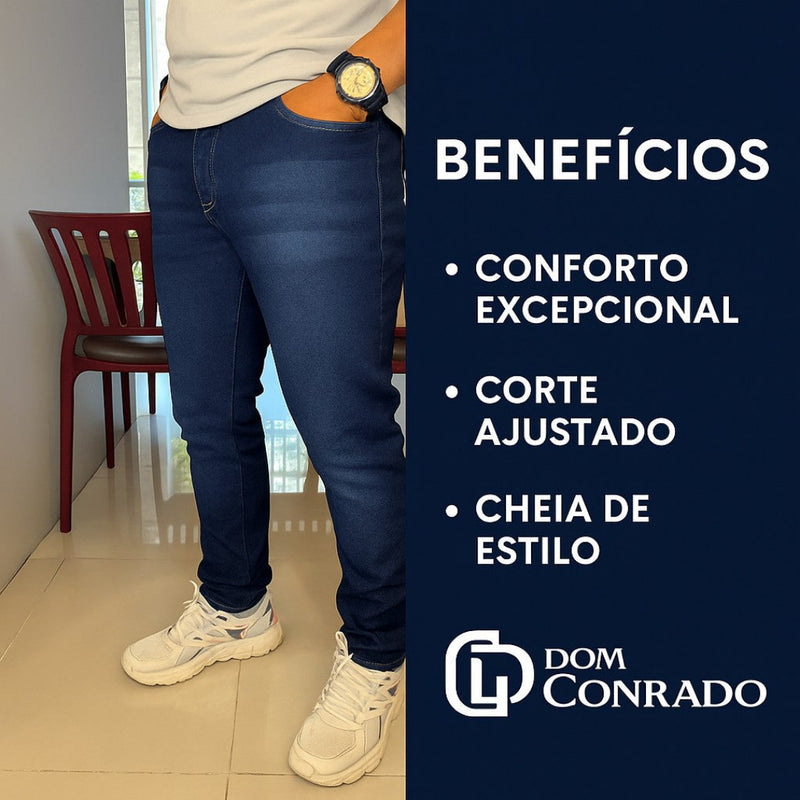 Calça Masculina Jeans Slim Azul com Lycra Elastano Premium - Shelder | Dom Conrado