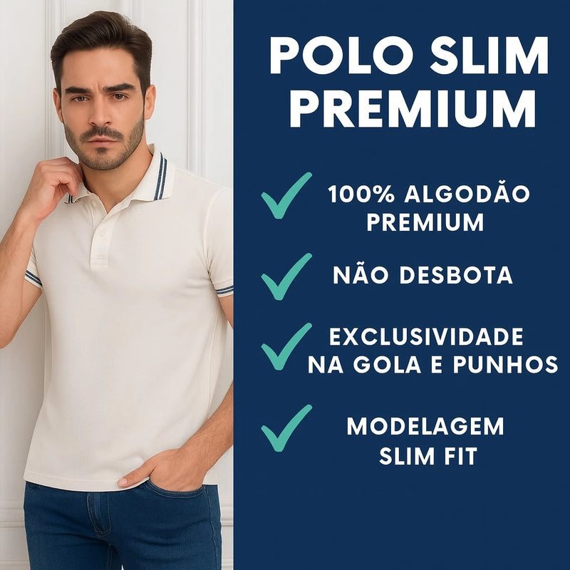 Camisa Polo Masculina Slim 100% Algodão Premium Confortável - Não Desbota | Dom Conrado