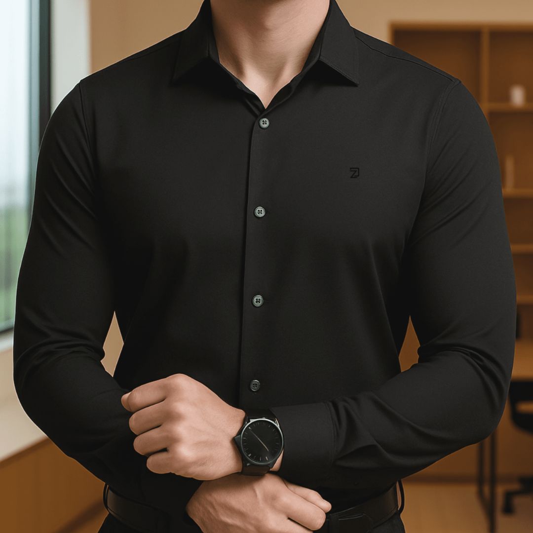 Camisa Social Masculina de Luxo Manga Longa Spandex - Morel | Dom Conrado