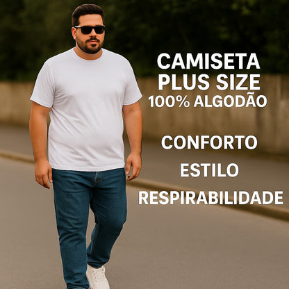 Camiseta Masculina Plus Size Lisa - Kit 3 Unidades - GreatMen