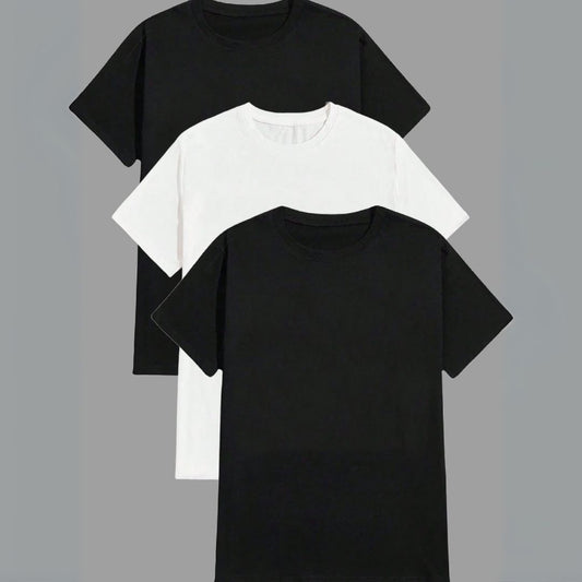 Camiseta Masculina Plus Size Lisa - Kit 3 Unidades - GreatMen