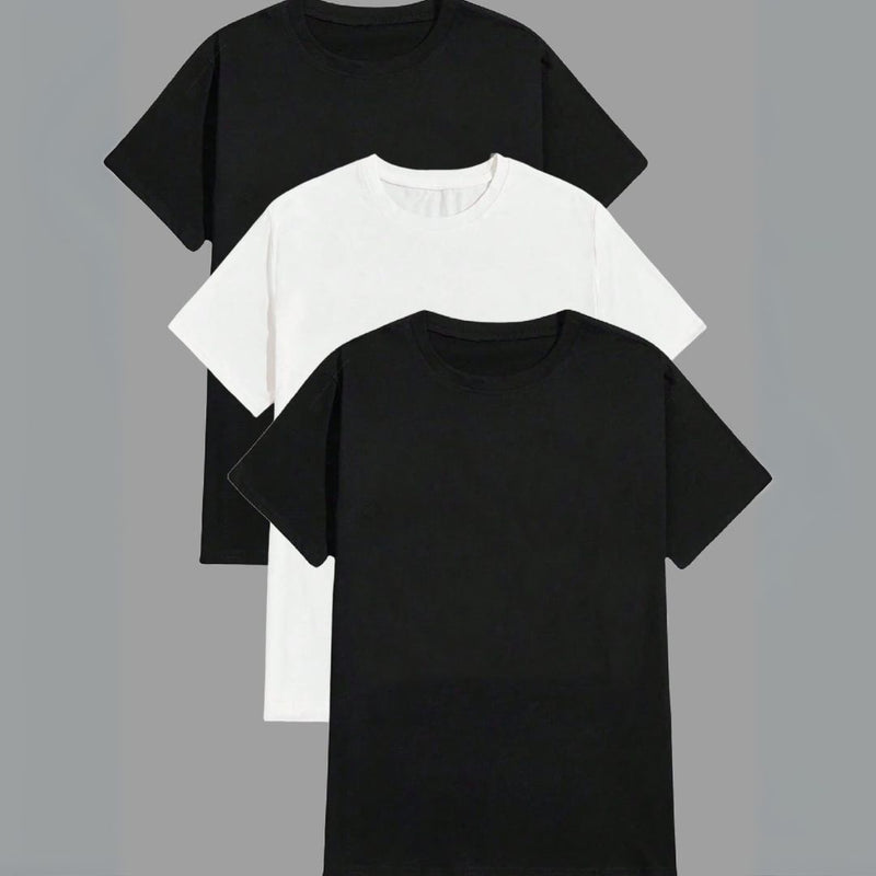 Camiseta Masculina Plus Size Lisa - Kit 3 Unidades - GreatMen | Dom Conrado