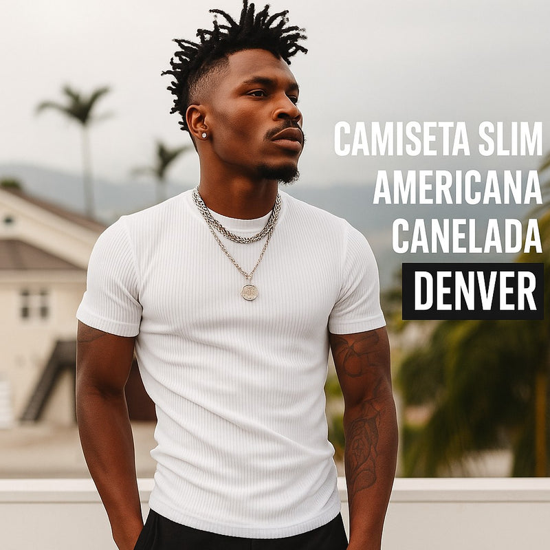Camiseta Slim Masculina Canelada Americana Algodão Premium - Denver | Dom Conrado