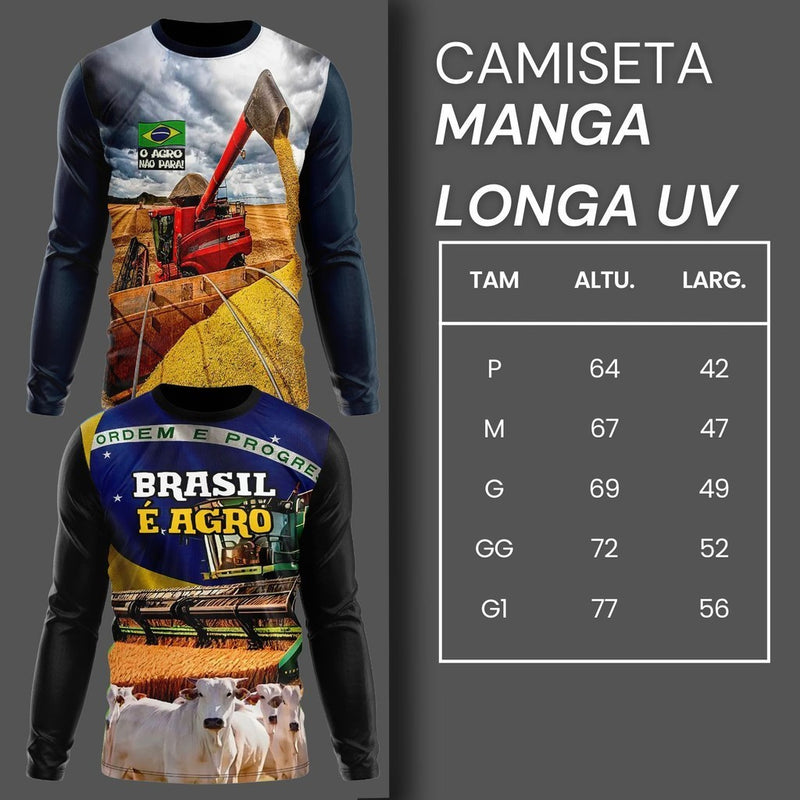 Camiseta de Manga Longa com Proteção UV - Estampa Agro Rural | Dom Conrado