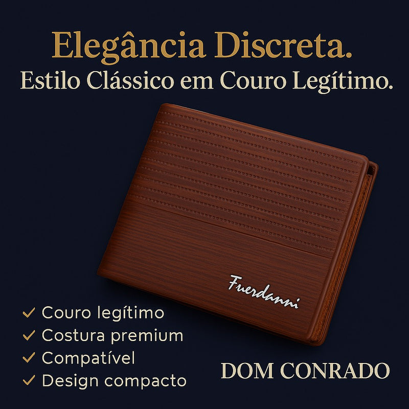 Carteira Masculina de Couro Genuíno Fuerdanni Classic – Estilo Vintage e Elegância Discreta | Dom Conrado