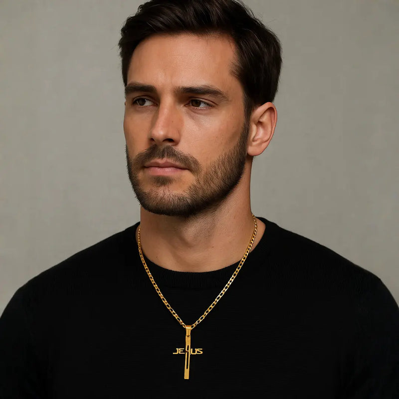 Colar Corrente Aço Inox 316L - Jesus | Dom Conrado