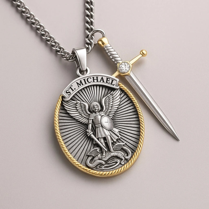 Colar Medalhão de São Miguel Arcanjo – Proteção e Estilo | Dom Conrado