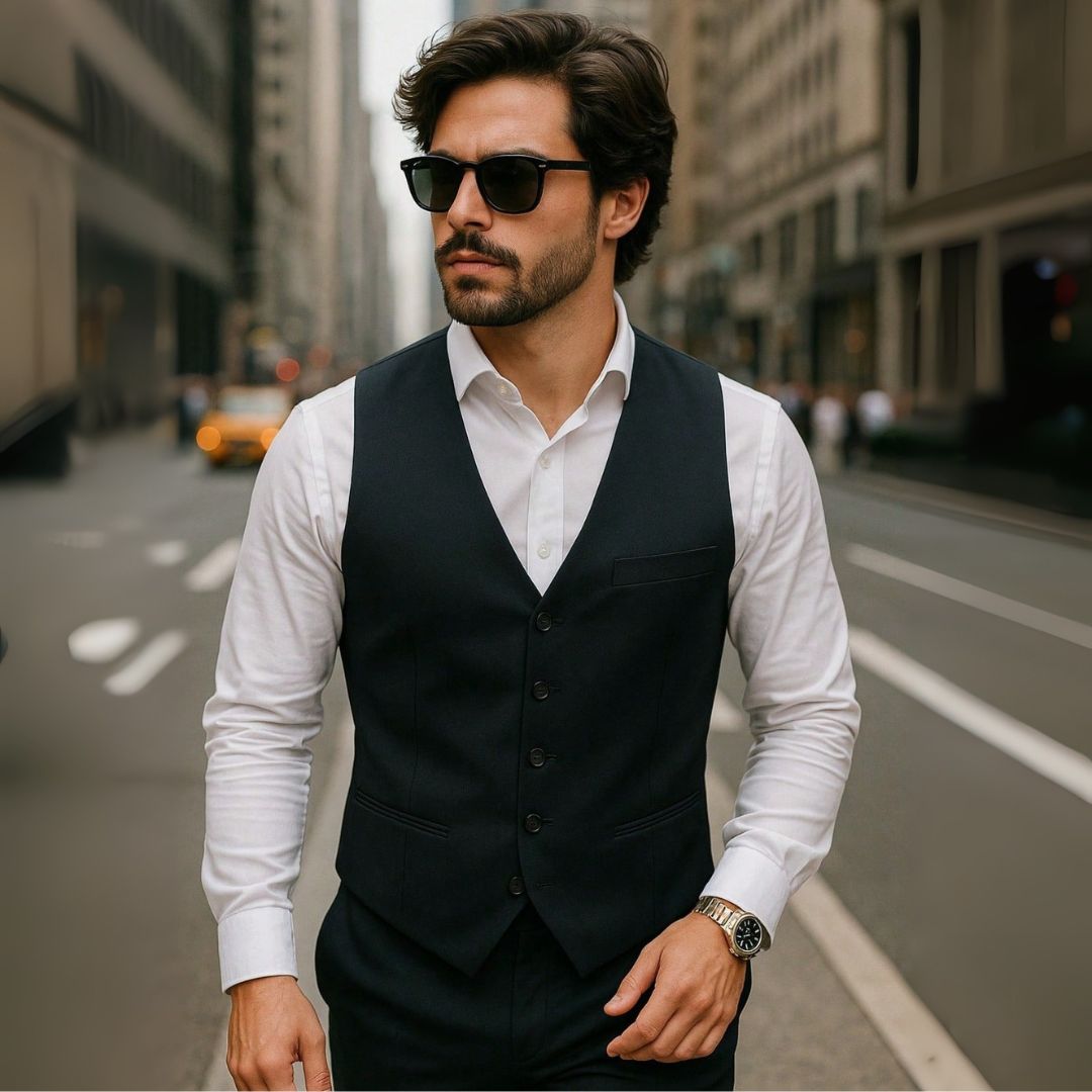 Colete Social Masculino Preto Slim Fit Bibadilla