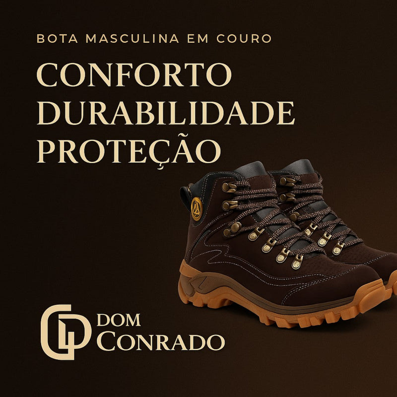 Bota Coturno Masculina em Couro Via Livre - N7 com C.A | Dom Conrado