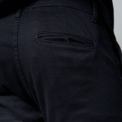 Calça Masculina Esporte Fino de Sarja Preta com Bolso Faca