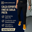 Calça Masculina Esporte Fino de Sarja Preta com Bolso Faca - Linha Premium | Dom Conrado