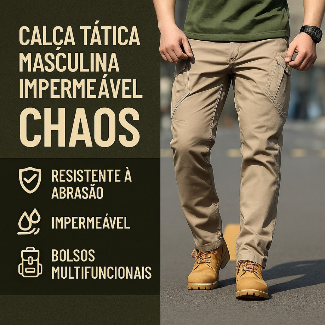 Calça Tática Masculina Impermeável com Diversos Bolsos - Chaos | Dom Conrado