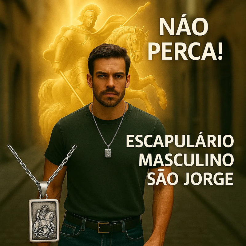 Escapulário Masculino São Jorge Prata em Aço Inox | Alta Qualidade