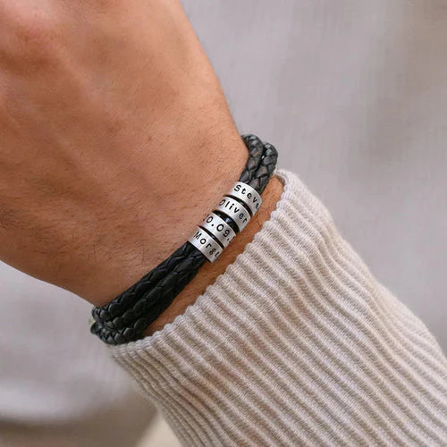 Pulseira de Couro Masculina Personalizada - Mashle - Enviar o Nome via Whatsapp