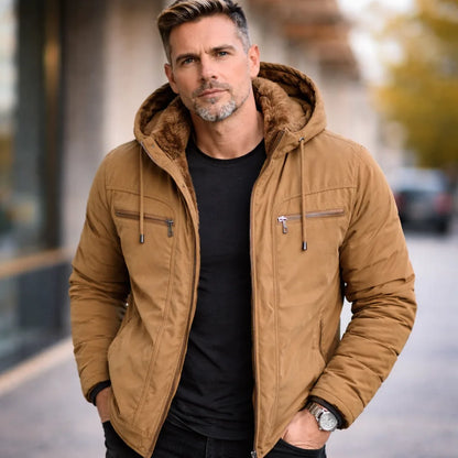 Jaqueta Sarja Masculina Forrada com Capuz Removível - Modelo Strike