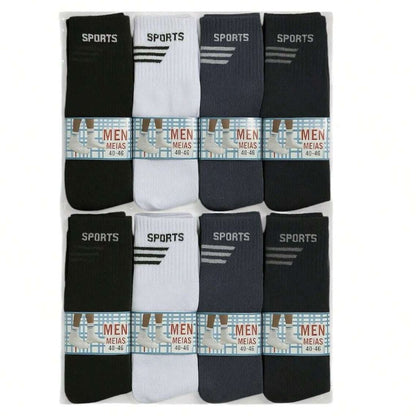 Kit com 12 Pares de Meias Sport Cano Alto Longo Masculina