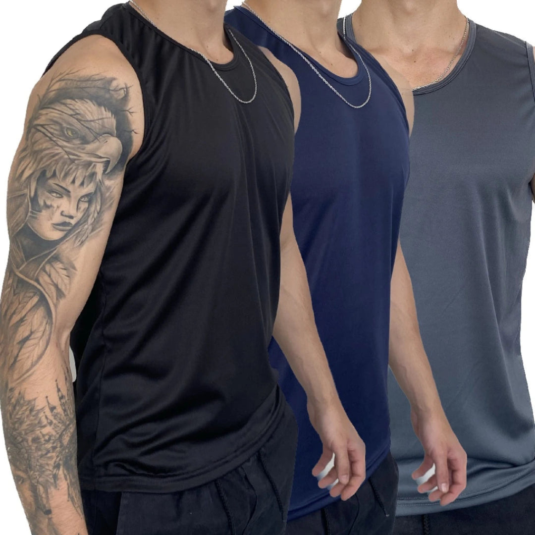Kit 3 Regatas Masculinas Malha Fria – Harrignton | Dom Conrado