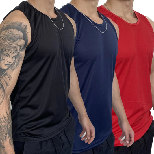 Kit 3 Regatas Masculinas Malha Fria – Harrignton | Dom Conrado