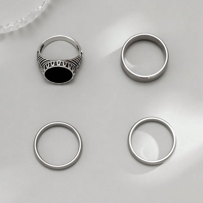 Kit Conjunto de 4 Anéis Masculinos em Aço Inoxidável - Giordanno