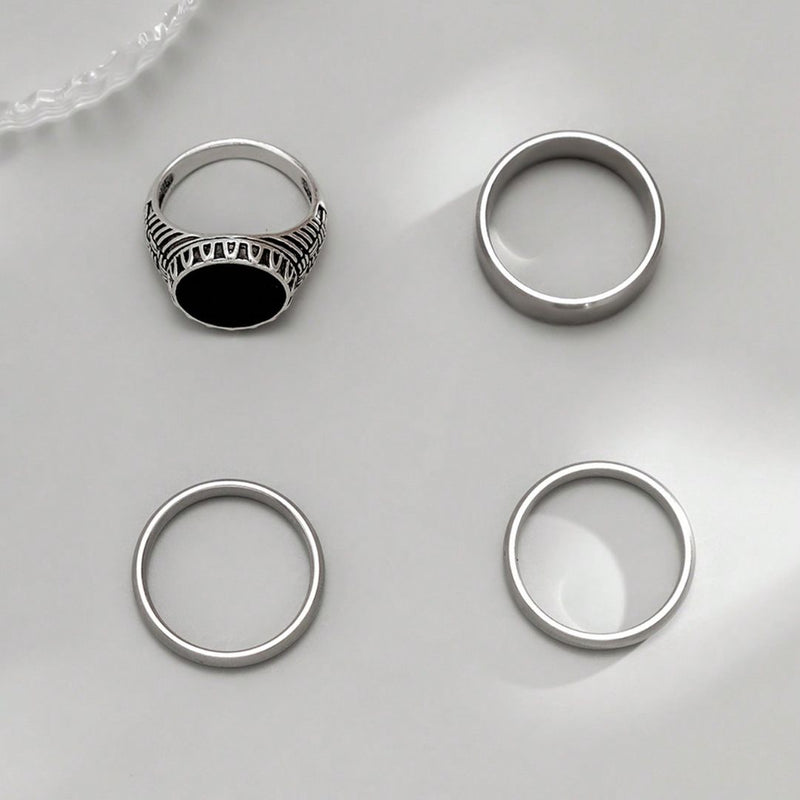 Kit Conjunto de 4 Anéis Masculinos em Aço Inoxidável - Giordanno