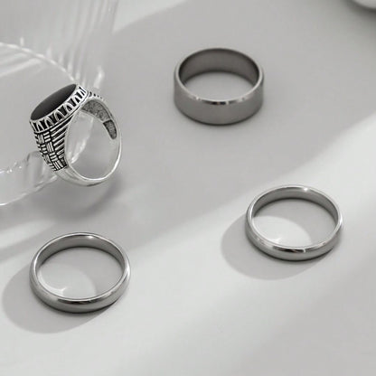 Kit Conjunto de 4 Anéis Masculinos em Aço Inoxidável - Giordanno
