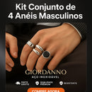Kit Conjunto de 4 Anéis Masculinos em Aço Inoxidável - Giordanno