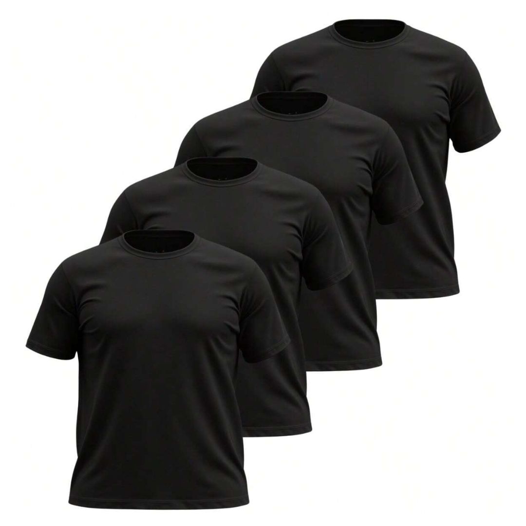 Kit 4 Camisetas Masculinas Plus Size Básicas Lisa 100% Algodão Gola Redonda – RoyalMen