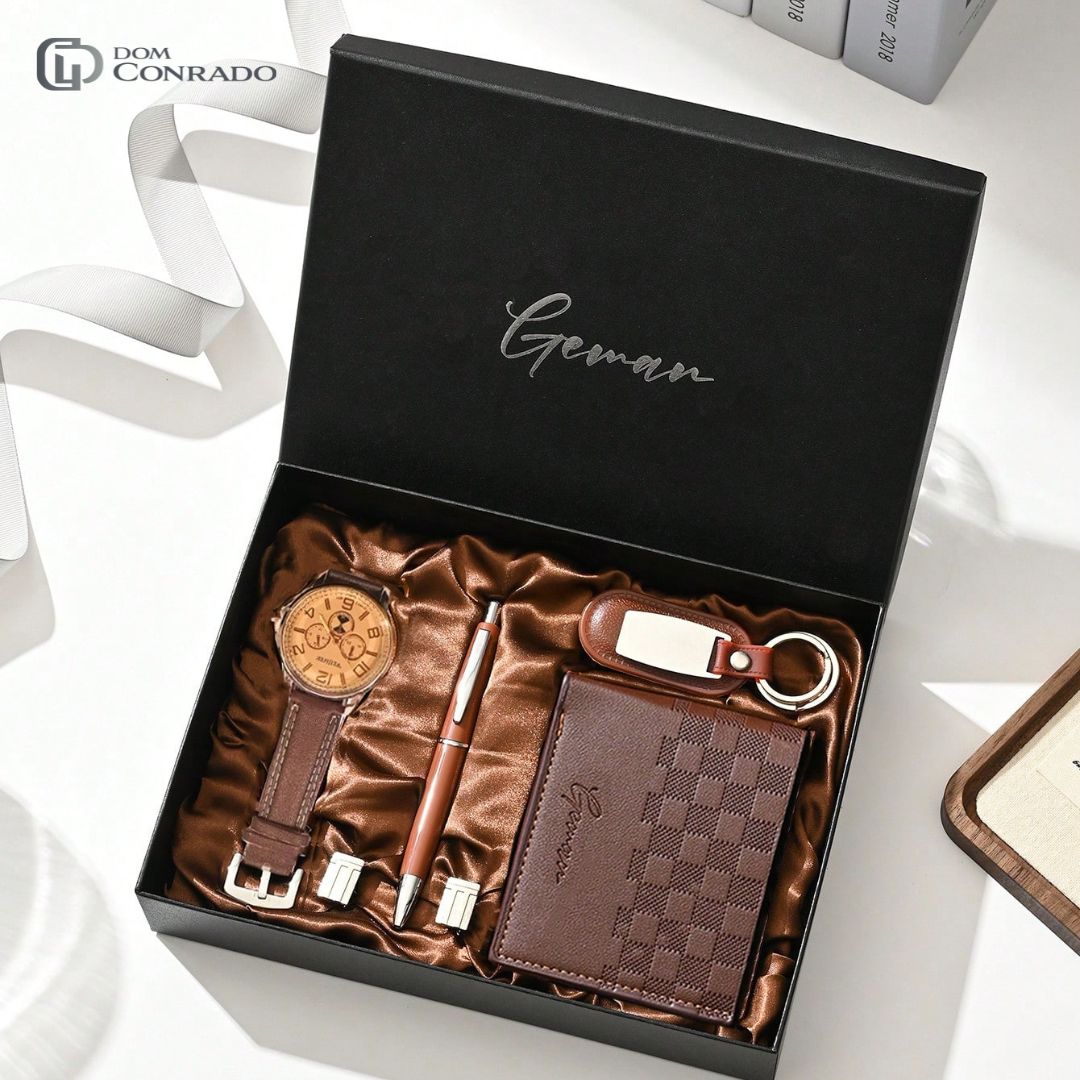 Kit Acessórios Masculino de Luxo – Elegância e Sofisticação em Couro Premium
