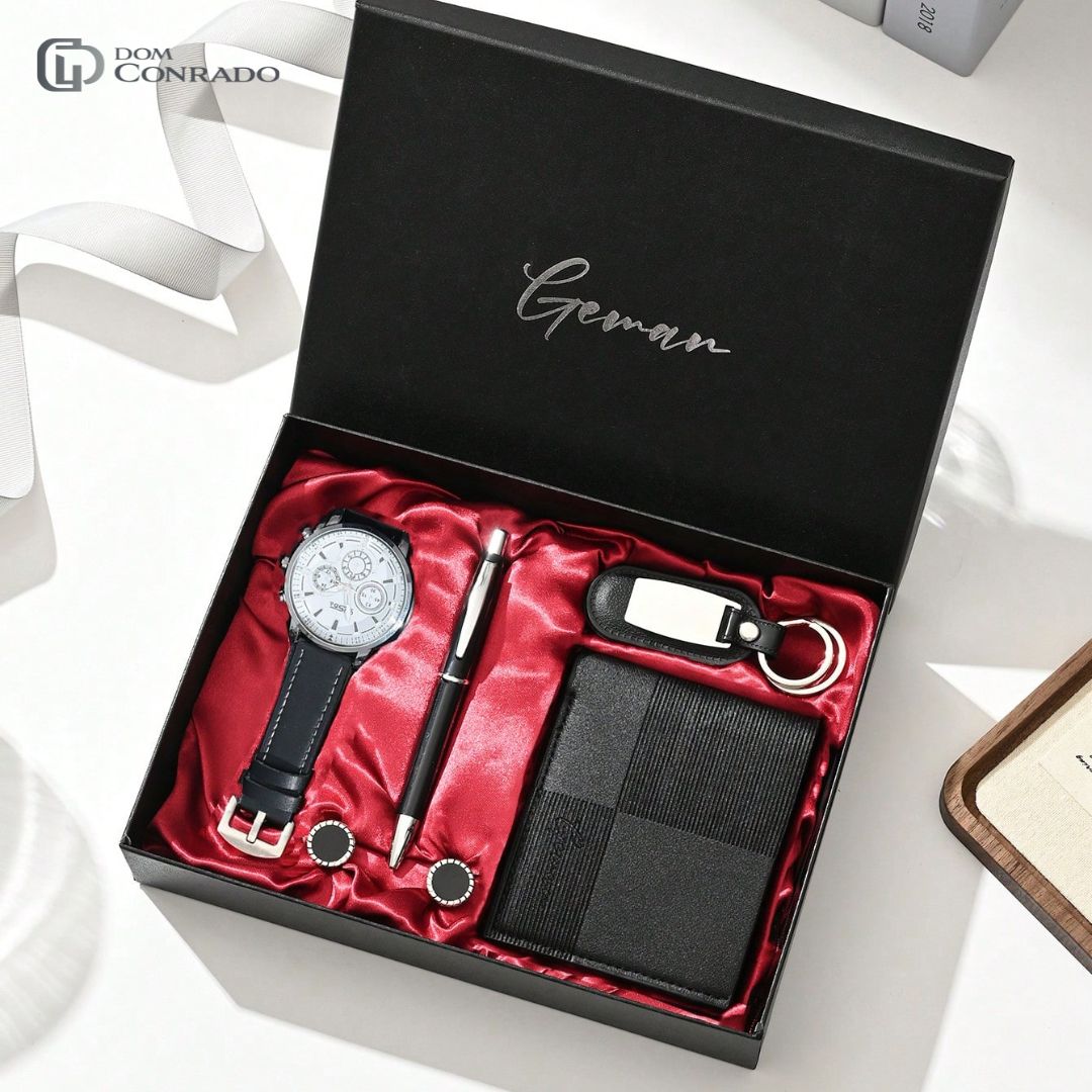 Kit Acessórios Masculino de Luxo – Elegância e Sofisticação em Couro Premium