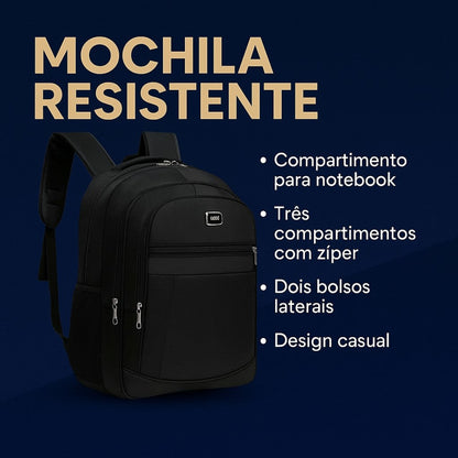 Mochila Resistente com Diversos Bolsos e Espaço para Notebook - Netero