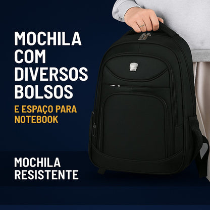 Mochila Resistente com Diversos Bolsos e Espaço para Notebook - Netero
