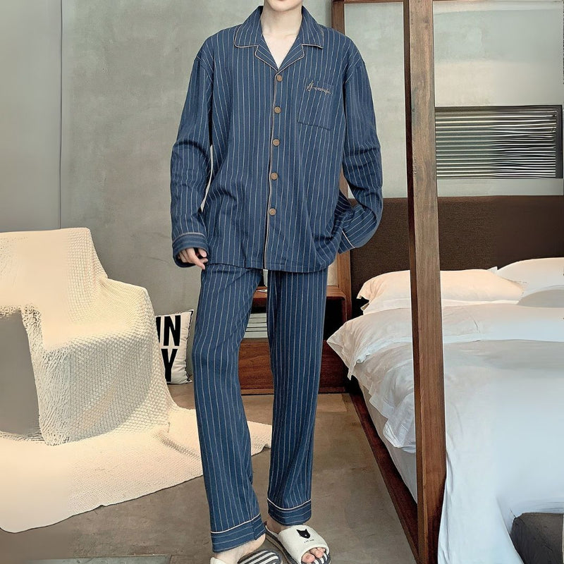 Pijama Masculino de Luxo em Malha Respirável com Botões - Nostrade | Dom Conrado