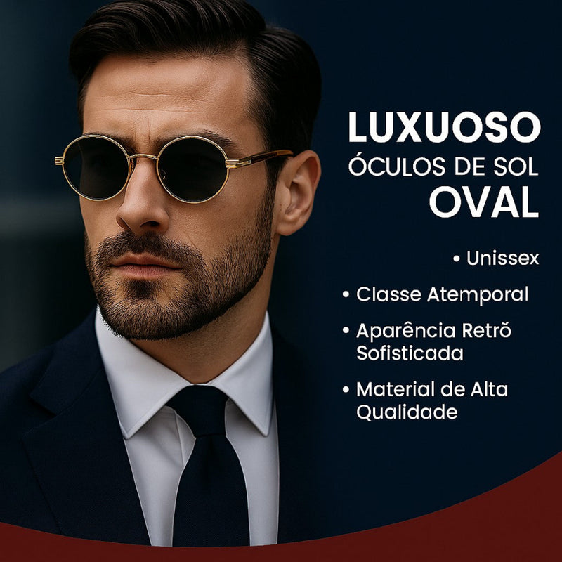 Óculos de Sol Masculino Oval de Luxo - Meruen
