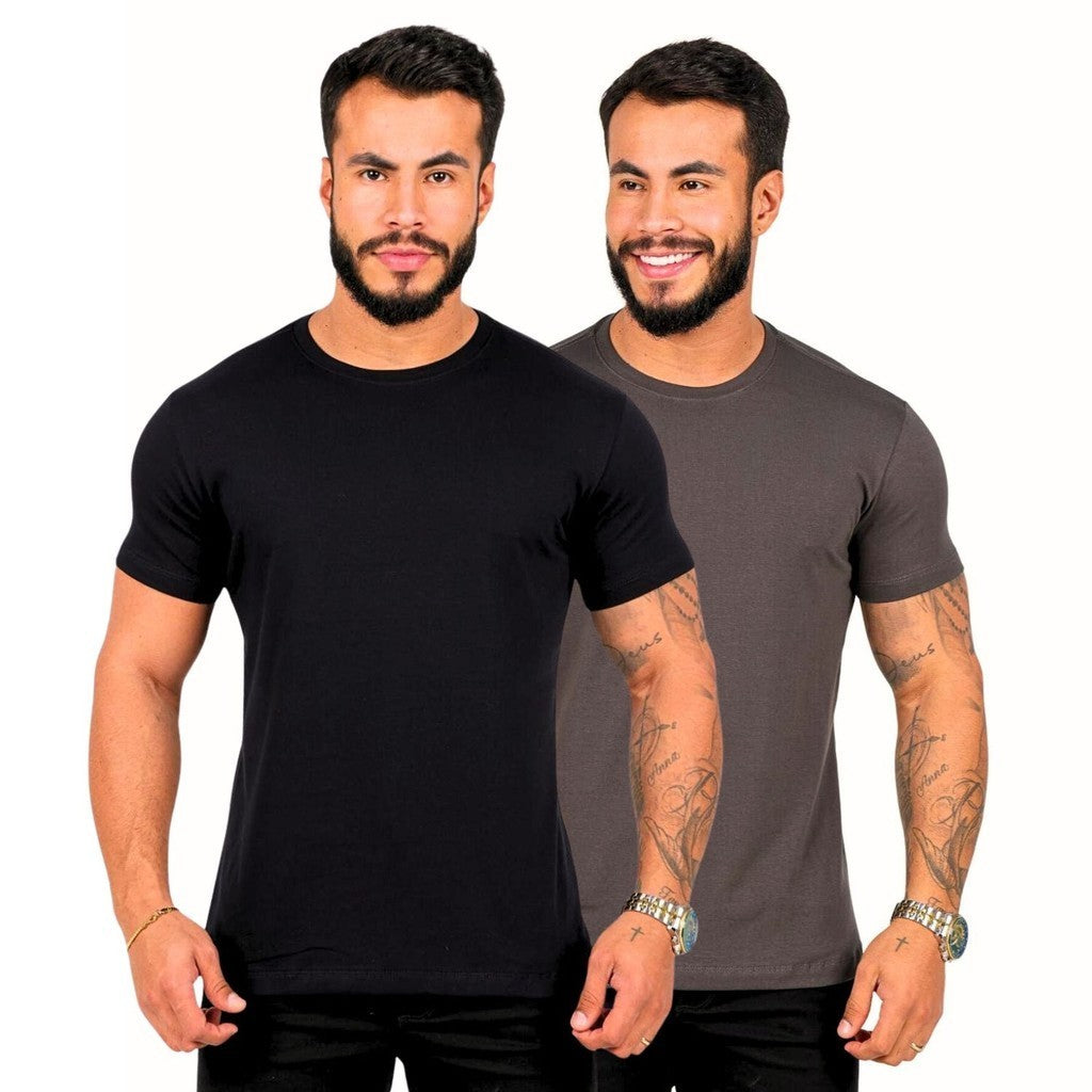 Kit 2 Camisetas Masculinas Básicas Premium - Algodão Egipcio