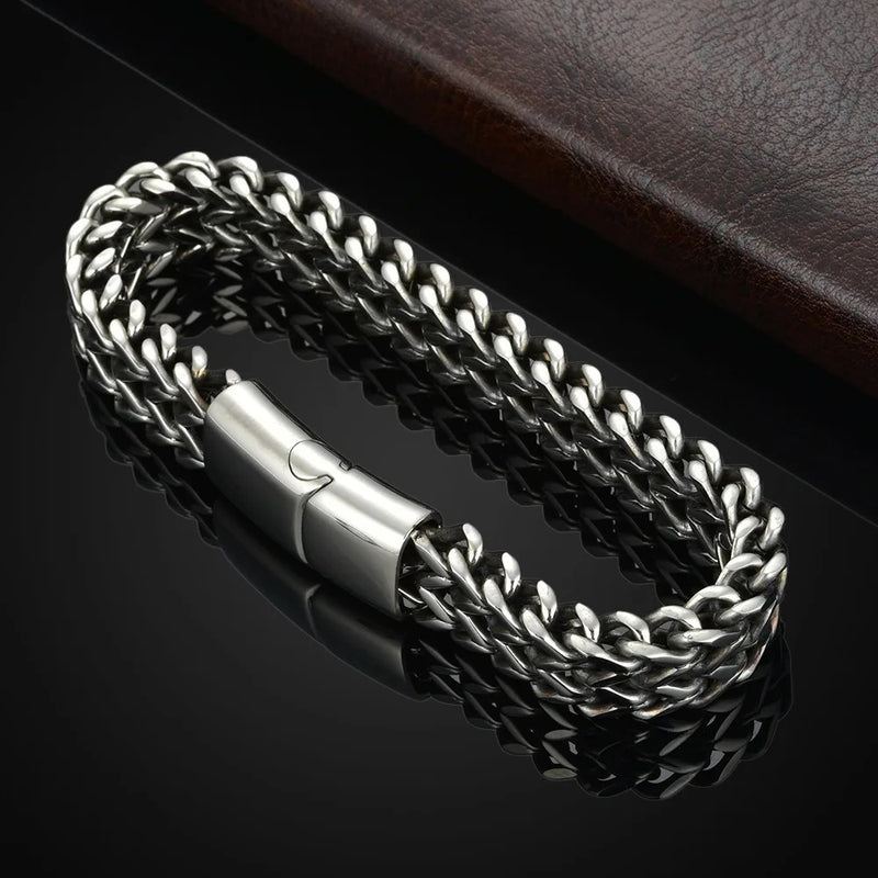 Pulseira Masculina Prata - Aço Inoxidável Hipoalergenica - George | Dom Conrado