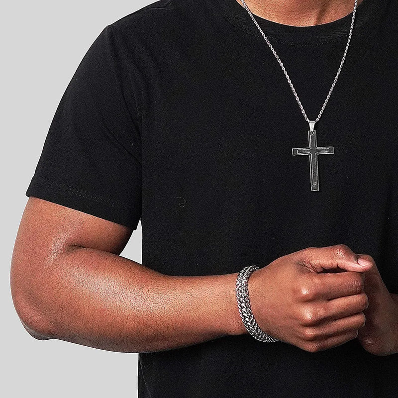 Pulseira Masculina Prata - Aço Inoxidável Hipoalergenica - George | Dom Conrado