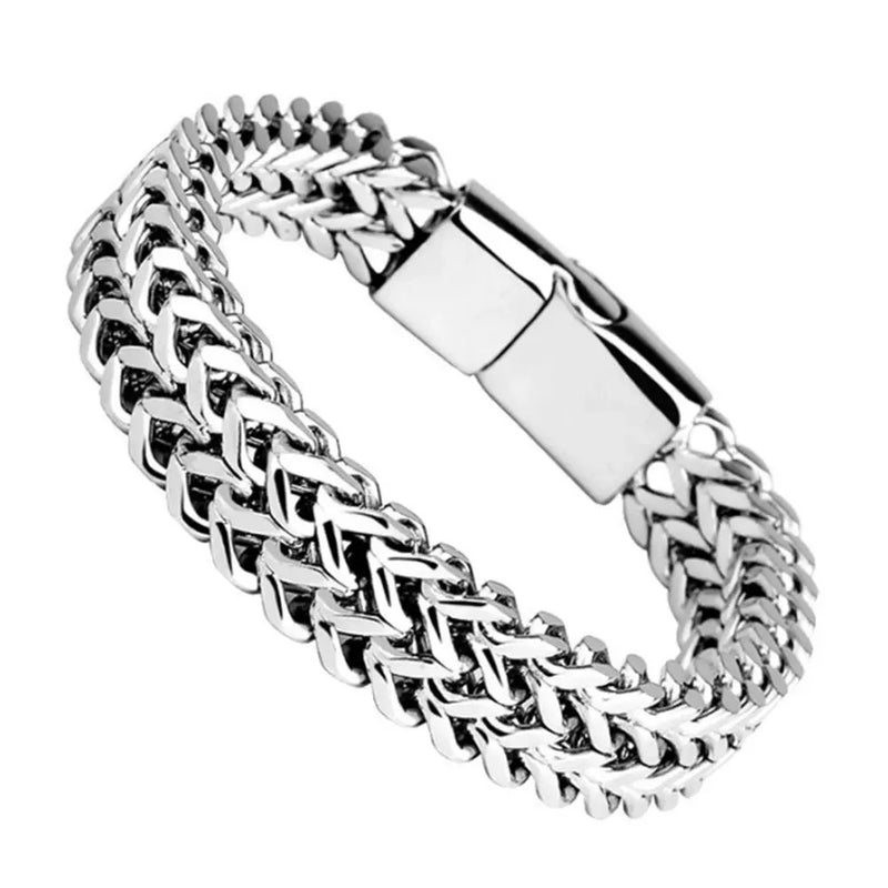 Pulseira Masculina Prata - Aço Inoxidável Hipoalergenica - George | Dom Conrado