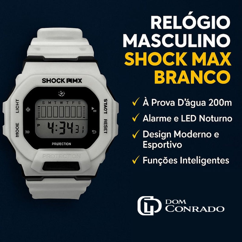 Relógio Masculino Shock Max Branco - Shockprime | Dom Conrado