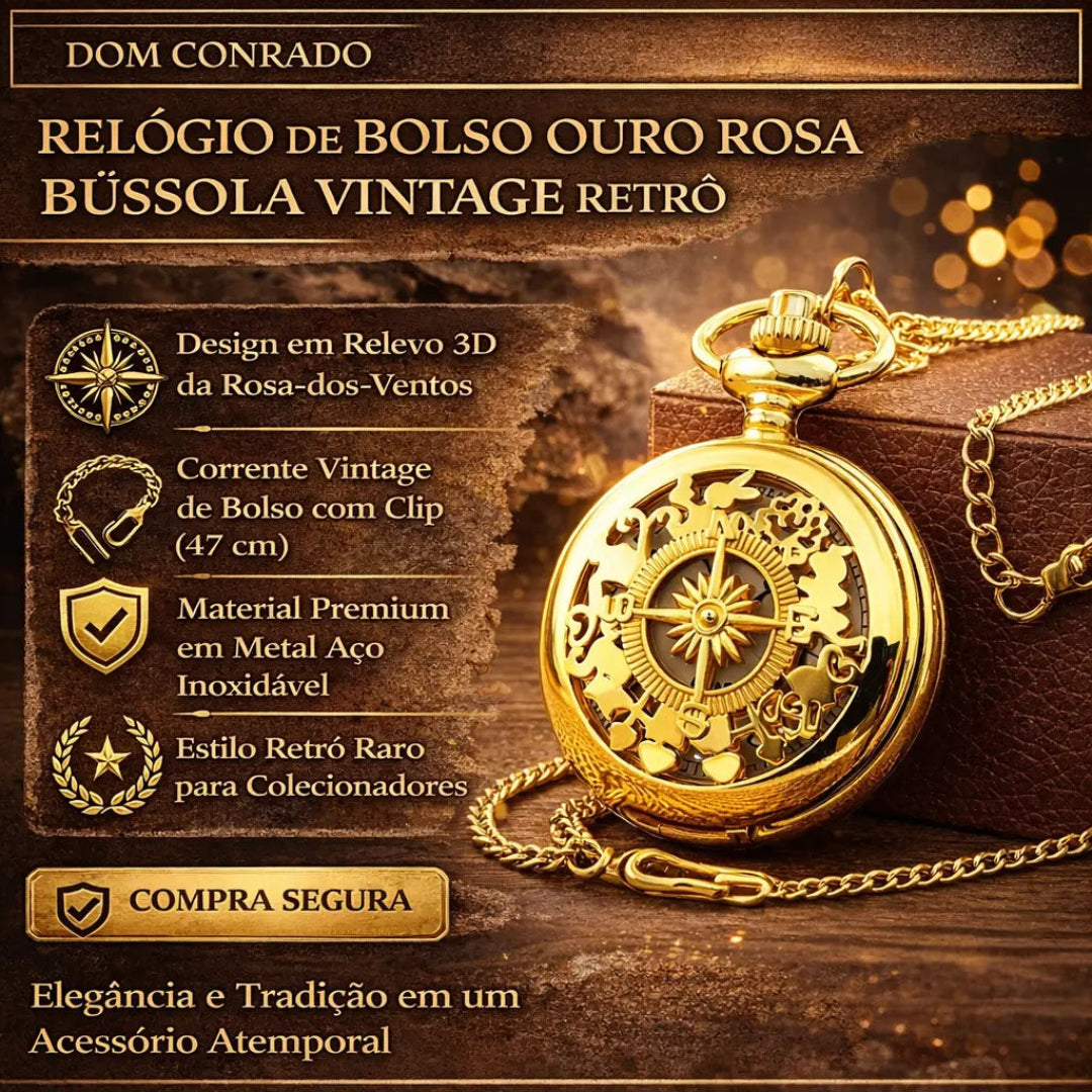Relógio Masculino de Bolso Ouro Rosa - Bussola | Dom Conrado