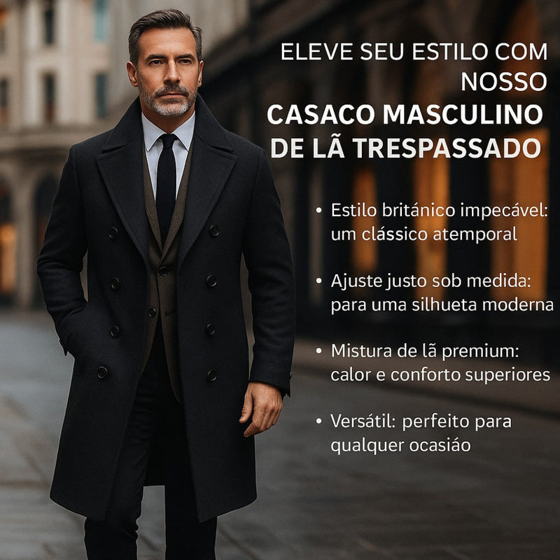 Casaco Sobretudo Masculino Preto de Luxo - Cavil | Dom Conrado
