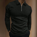 Suéter Manga Longa Masculino Preto Gola Polo com Ziper - Javier