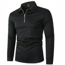 Suéter Manga Longa Masculino Preto Gola Polo com Ziper - Javier